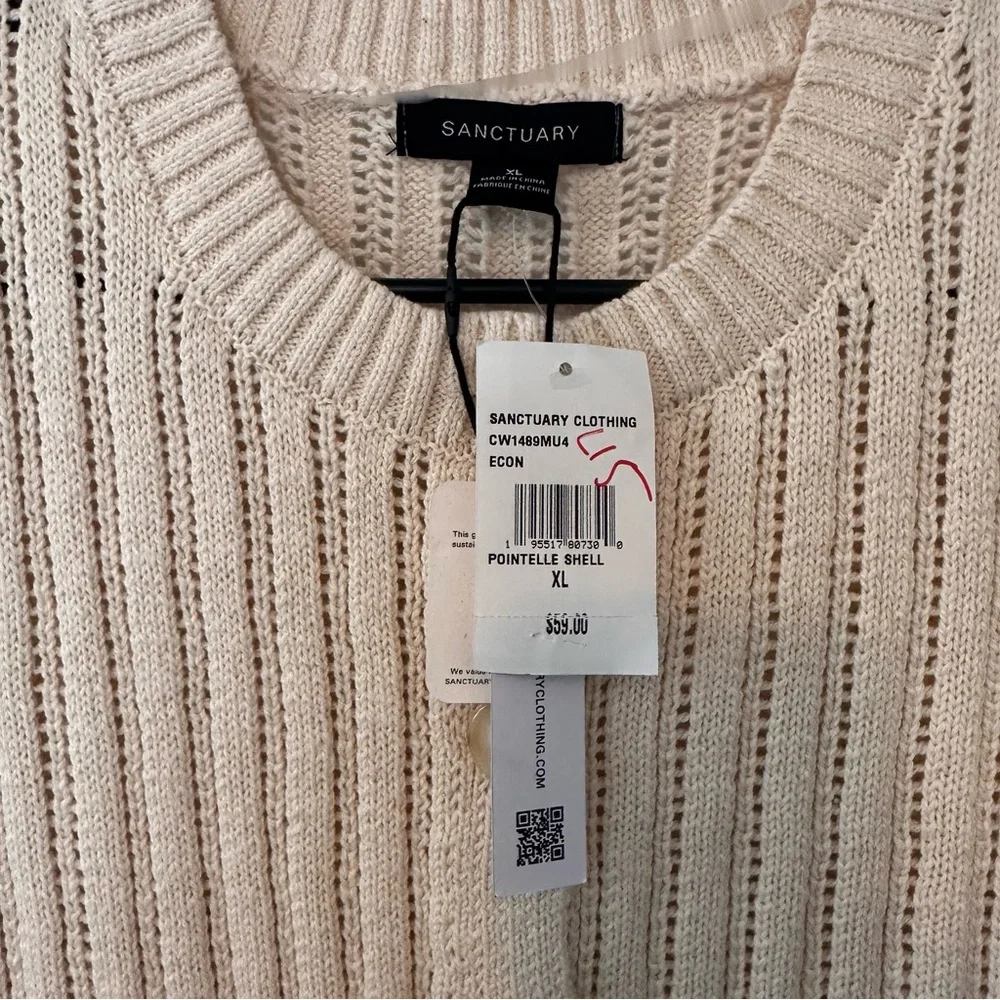 Sanctuary Sleeveless Button-Front Cream Knit Vest Size XL New Cottagecore Granny - Picture 4 of 4